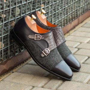 Handmade Double Monk shoes |  Exotic Skins
