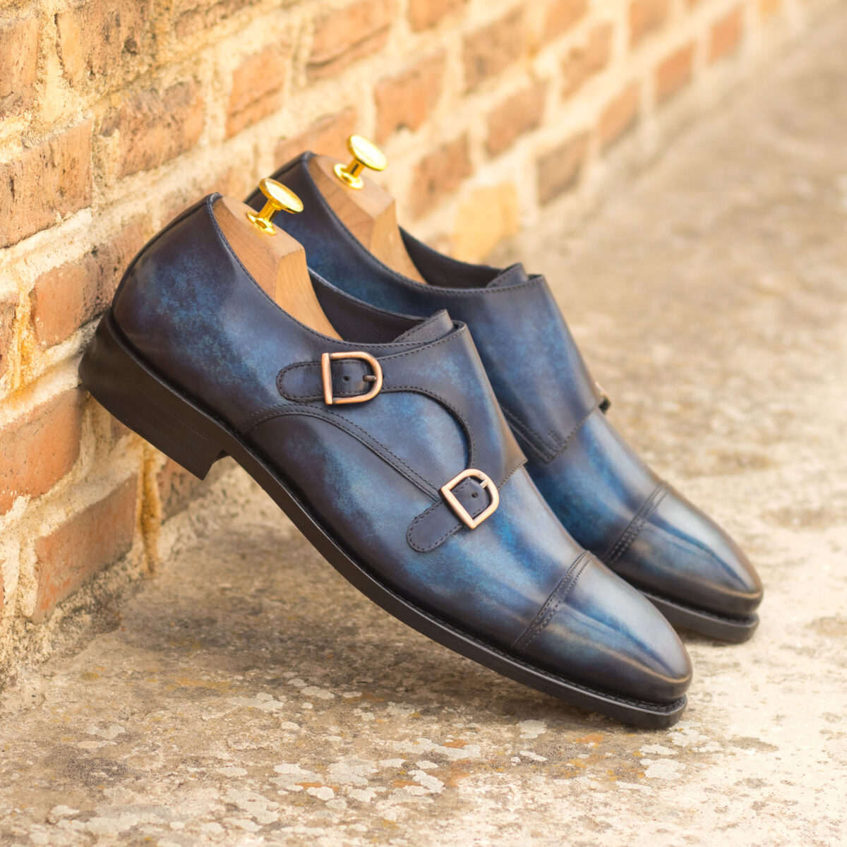 Handmade Double Monk shoes |  Hand Made Patina